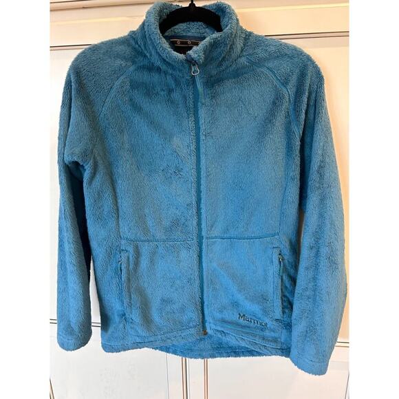 Marmot Blue Fuzzy Fleece Full Zip Jacket M 6-10 💸BOGO🎉 - Picture 2 of 5